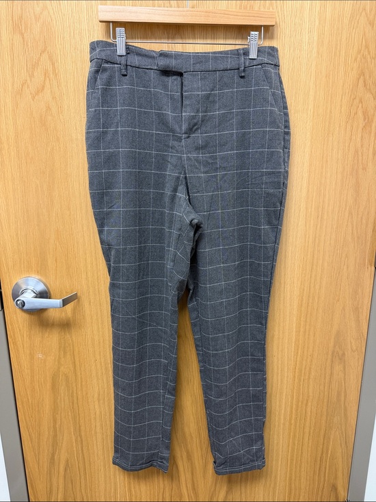 Hot Topic Pants - Hot Topic Classic Tapered Cuffed Charcoal Gray Windowpane Trousers size L